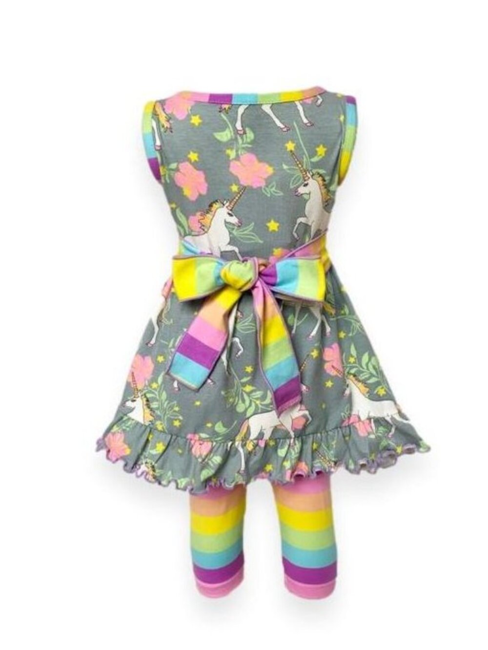 AnnLoren Girls Unicorn Dress & Pastel Leggings Set Size 7/8 - Picture 2 of 6